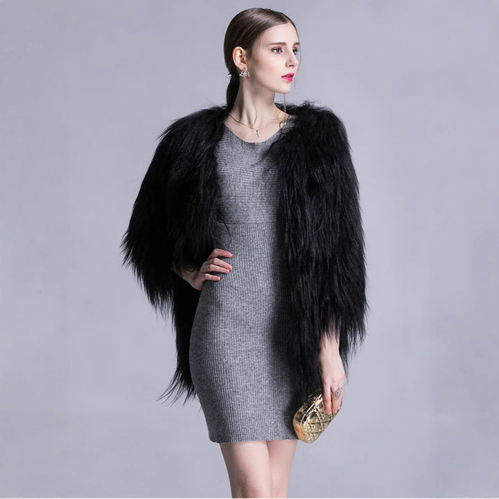 Ladies Elegant Faux Fur Cape with Chic Loose Fit