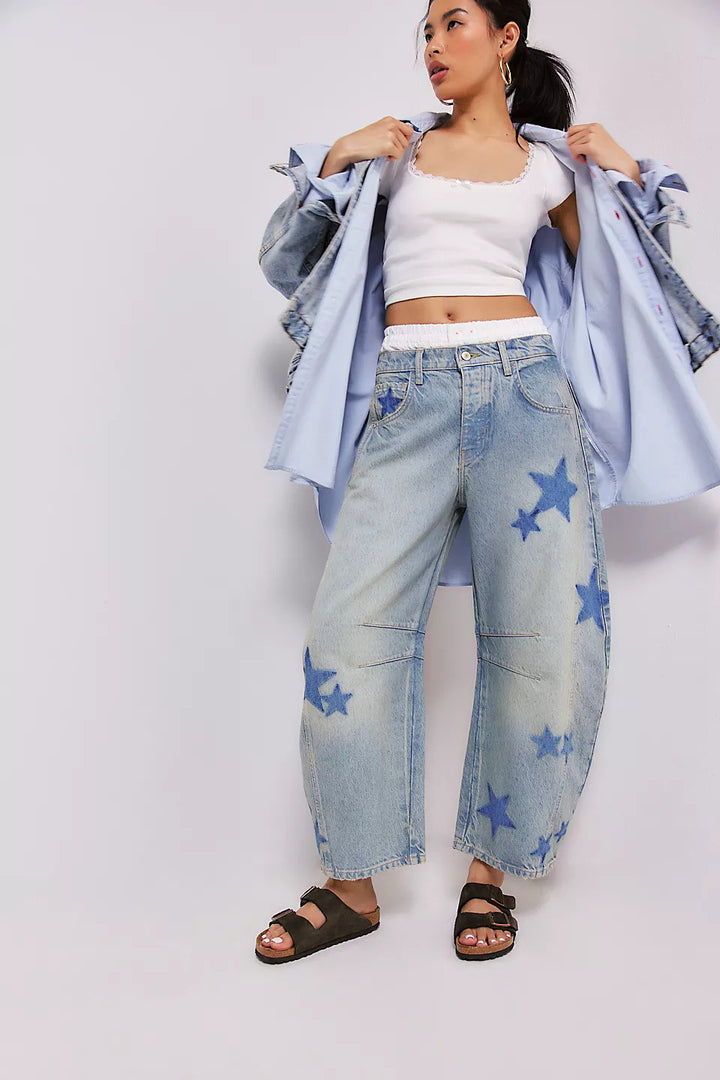 Wide jeans for women with heart-shaped details and a relaxed cut Lune London