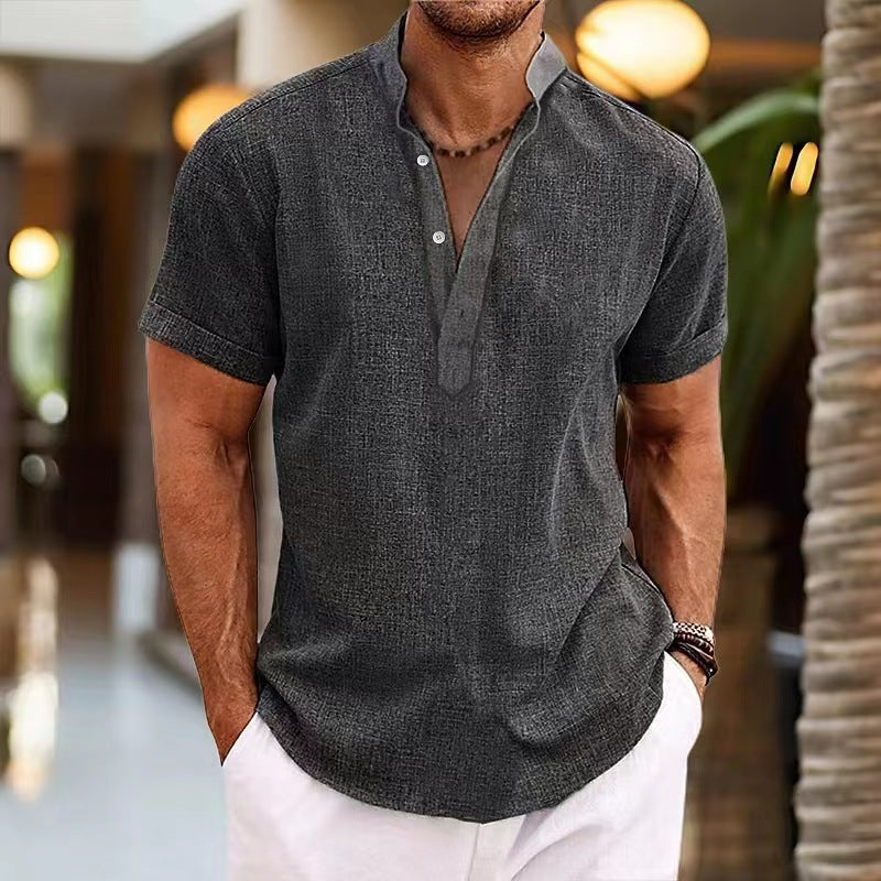 Men's Leisure Short Sleeve Henley T-Shirt Lune London