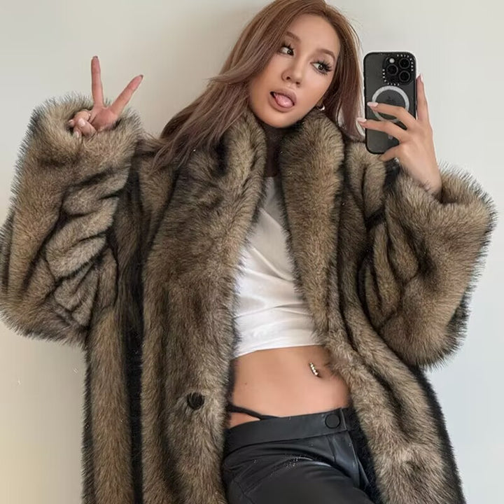 Oversized faux fur coat for women Lune London