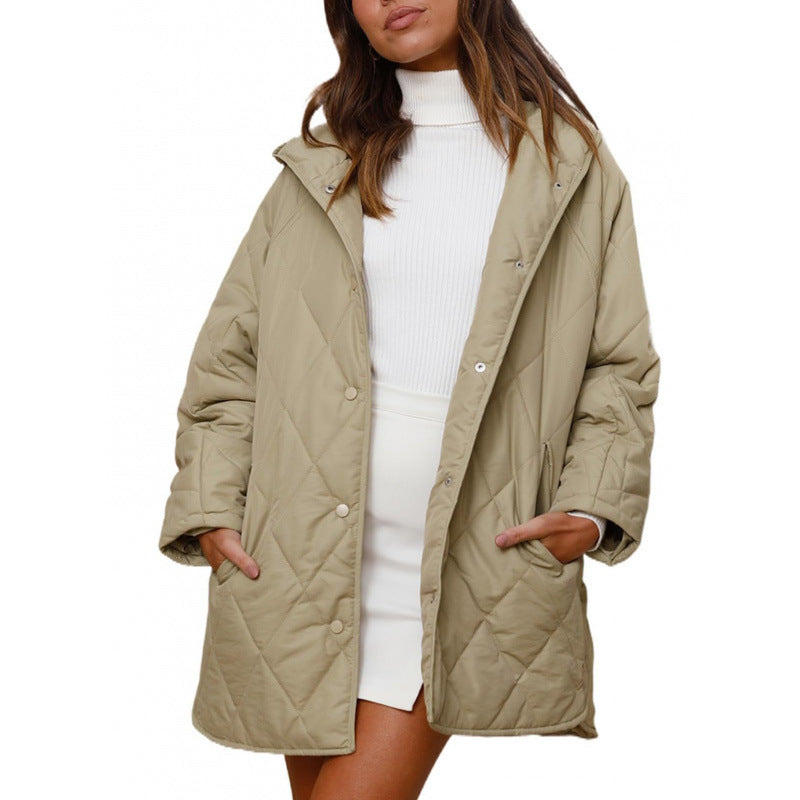 Ladies warm quilted jacket with hood Lune London