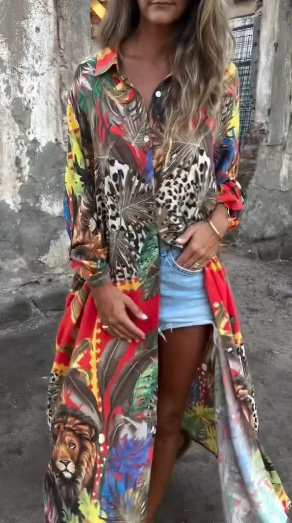Long sleeve blouse for women with animal print and casual fit Lune London