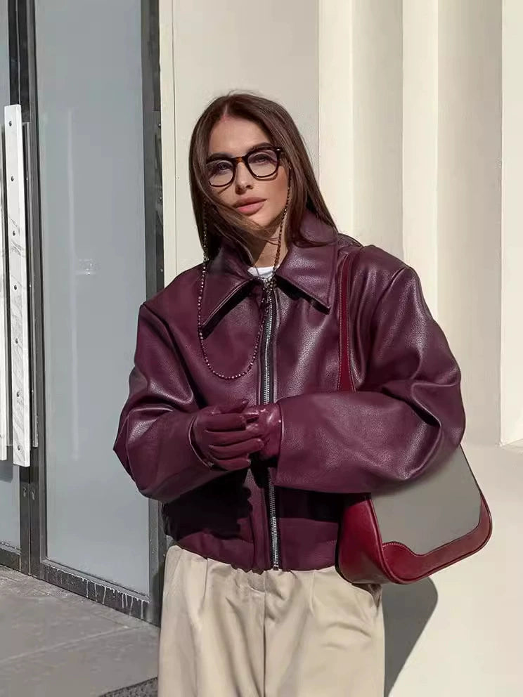Women's Elegant Faux Leather Jacket Lune London