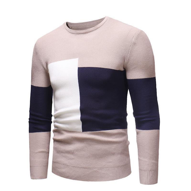 Designer men's sweater with modern block pattern Lune London