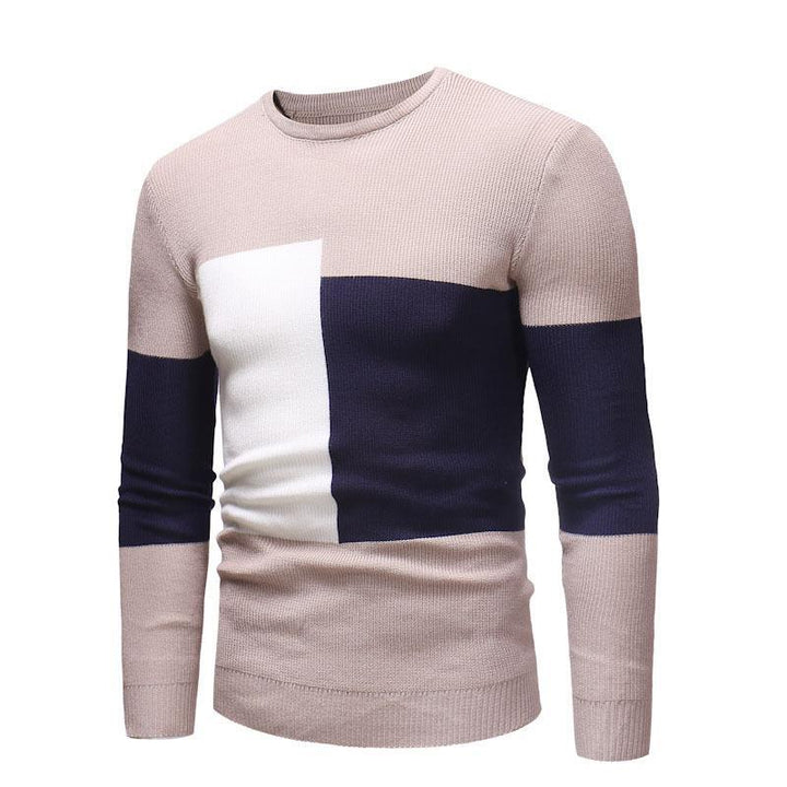 Designer men's sweater with modern block pattern Lune London