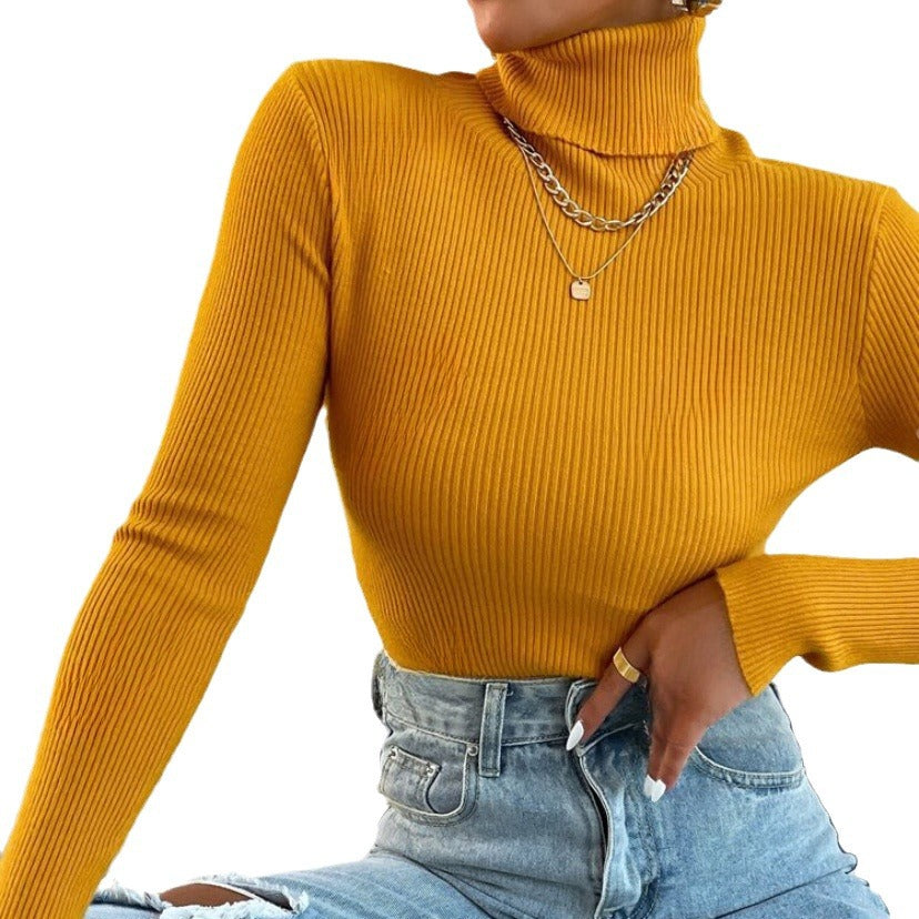 Ladies elegant turtleneck sweater with fine ribbed structure Lune London