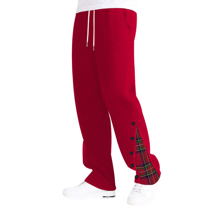 Casual sports pants for men with button details and tartan appliqués Lune London
