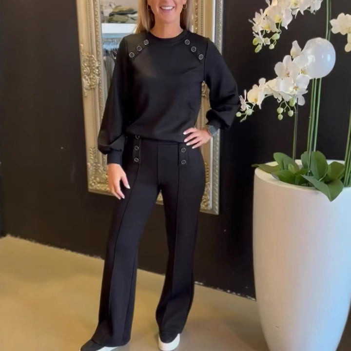Ensemble élégant de sweatshirt pour femmes et pantalon taille haute stylé Chic & Stil