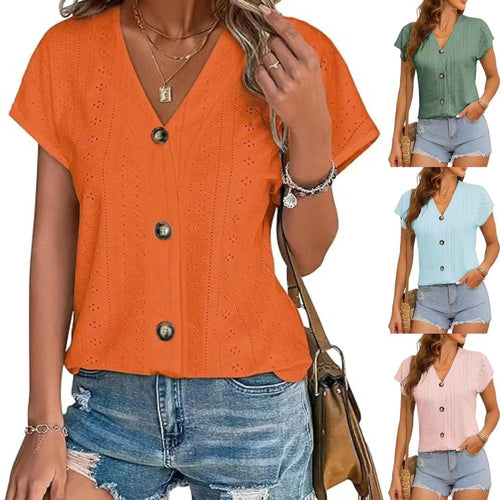 Sewn blouse for women with button placket Lune London