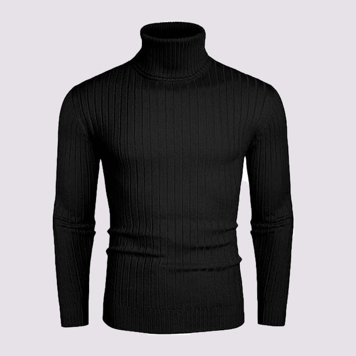 Men's ribbed turtleneck sweater with Lune London design