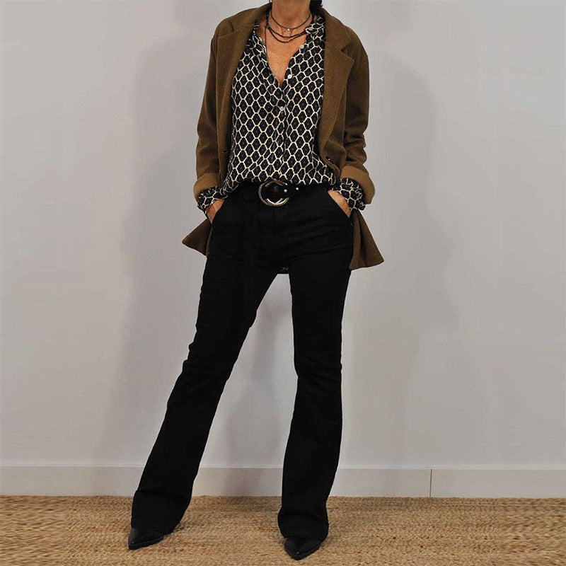 Women's Blouse with Unusual Print and Comfortable Long Sleeves Lune London
