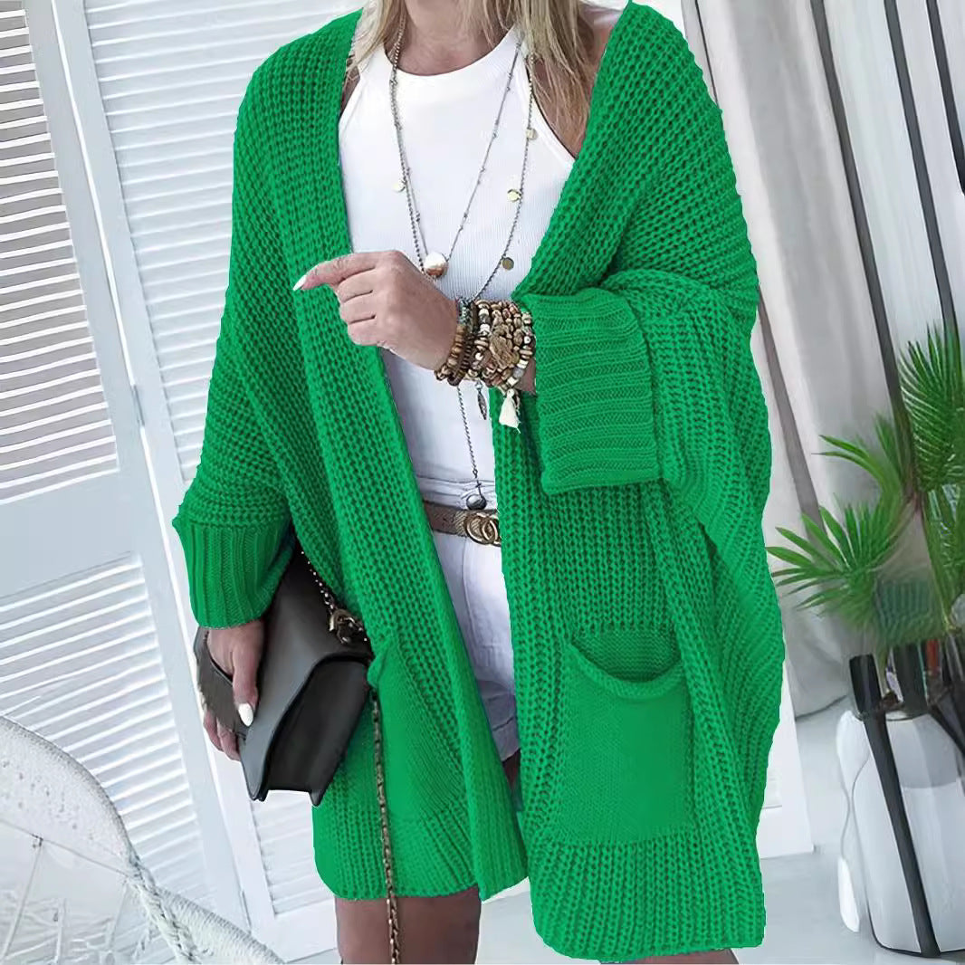 Ladies casual knit cardigan with practical pockets and voluminous sleeves Lune London