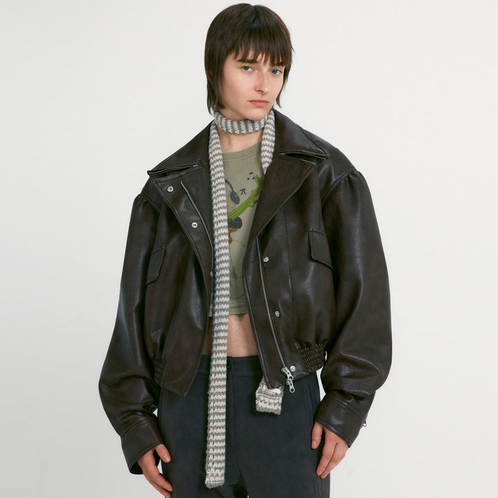 Veste en cuir pour femmes au fit oversized avec poches pratiques Chic & Stil