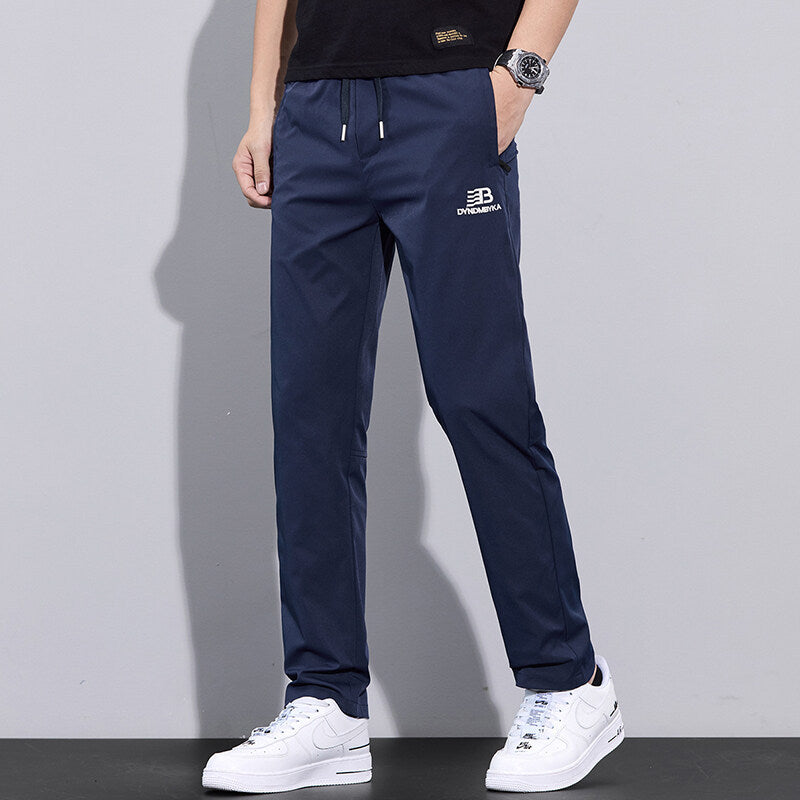 Men's Sporty Leisure Pants with Adjustable Drawstring and Side Zipped Pockets Lune London