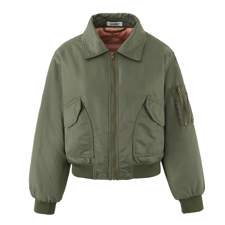 Cropped sporty bomber jacket for women with practical pockets Lune London