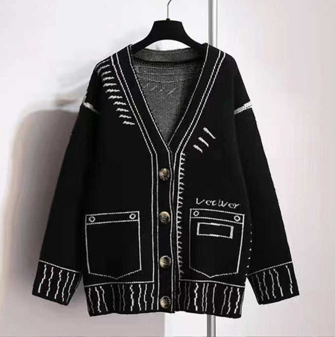 Ladies oversized sweater with creative design and large buttons Lune London