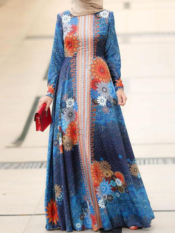Maxi dress for women with floral accents and elegant, fluid cut Lune London