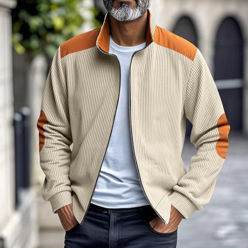 Sporty zip-up jacket for men with ribbed structure and contrasting sleeves Lune London