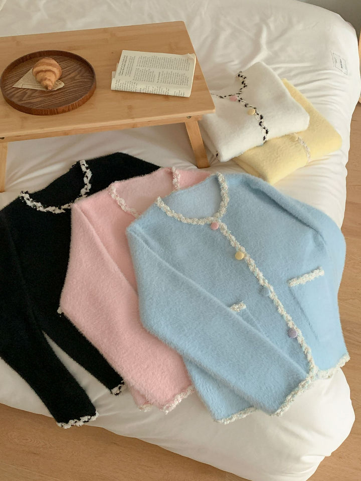 Cardigan Femme Confortable avec Boutons Colorés et Poches