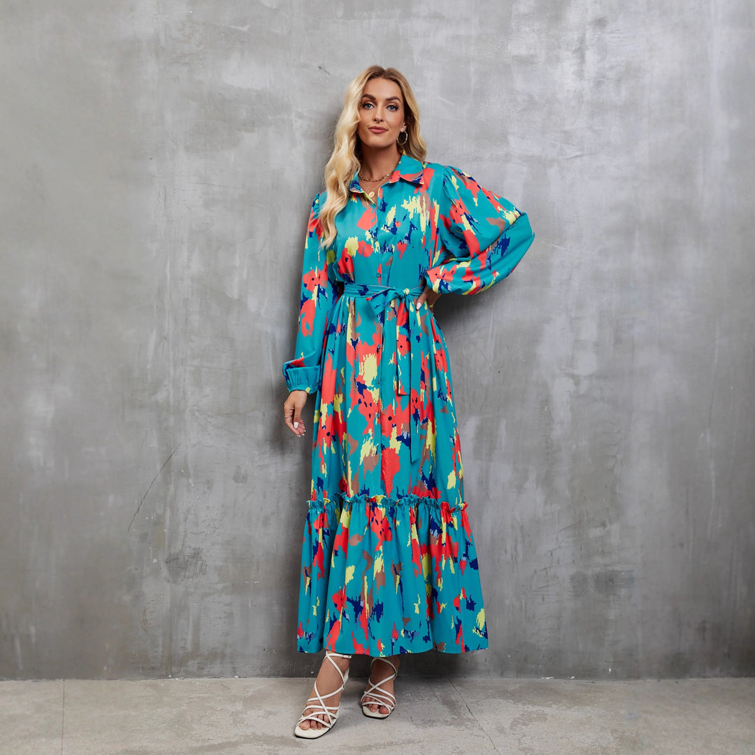 Chic & Stil Floral Print Trendy Long Sleeve Maxi Dress for Women