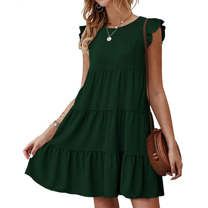 Cotton dress for women with ruffle detail and loose fit Lune London