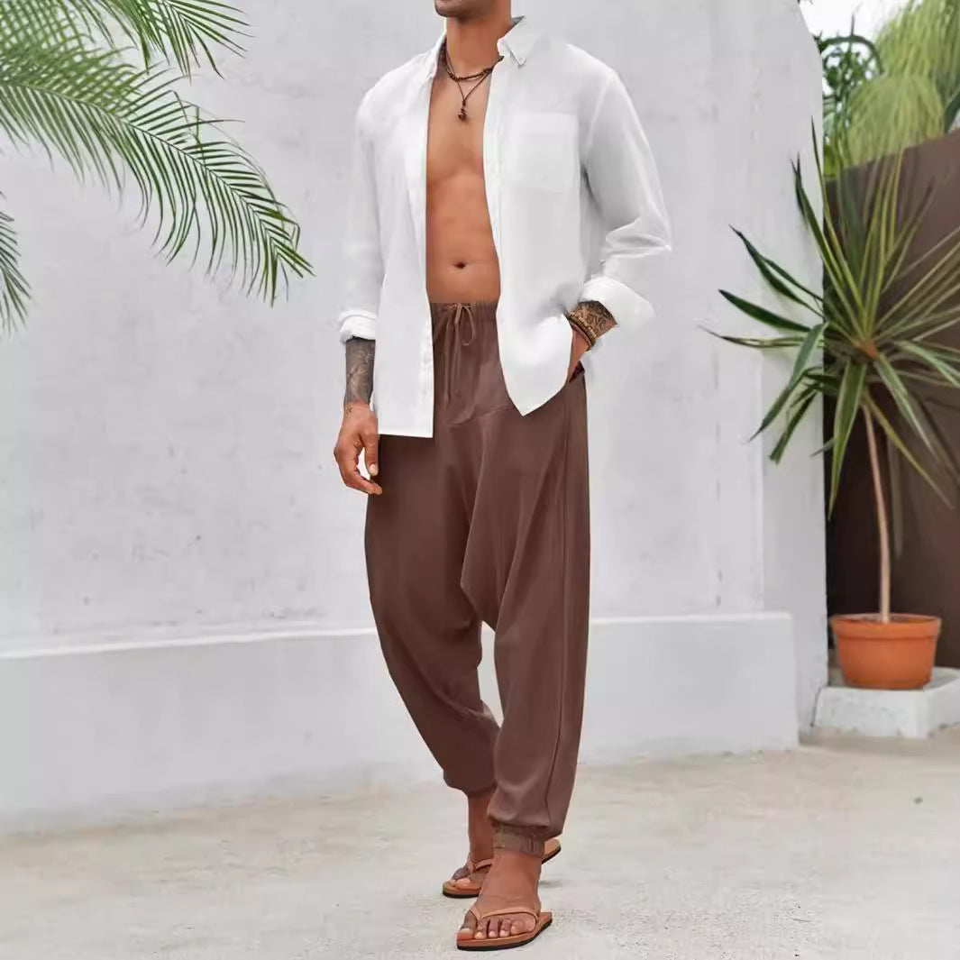 Casual harem pants for men with elastic waist and deep pockets Lune London