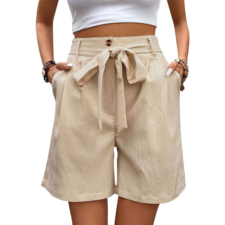 Custom high-waisted women's shorts with tie belt Lune London