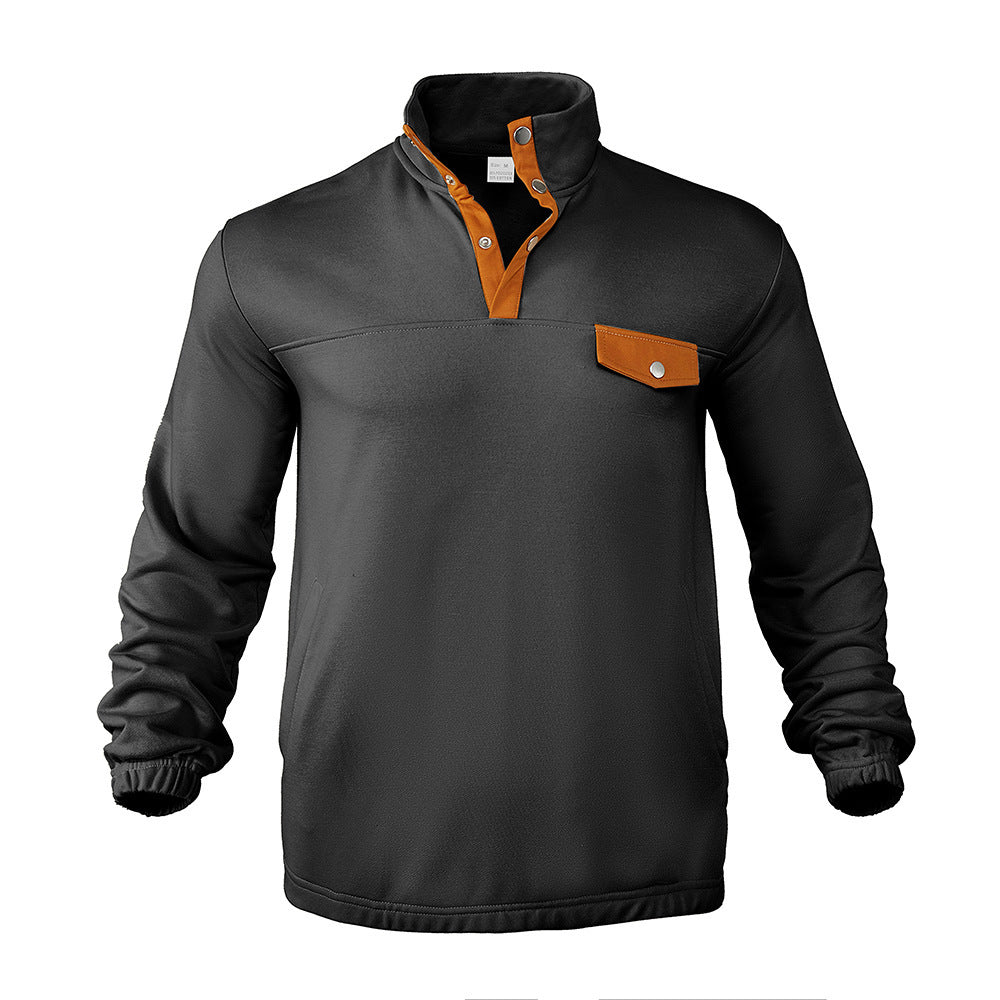 Men's stylish sweater with button placket and pockets Chic and style