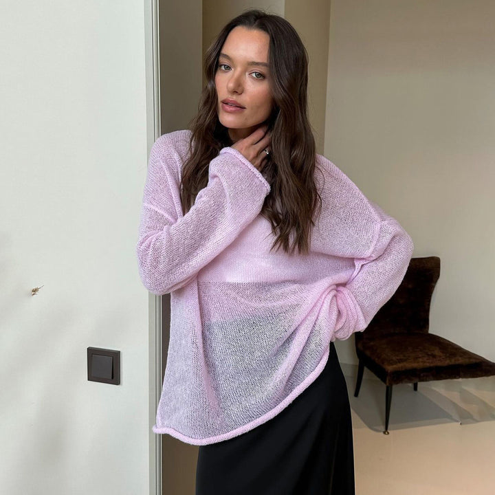 Lightweight knitted jumper for women with sheer effect Lune London
