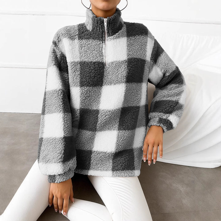 Fleece pullover for women with high neck and full zip Lune London