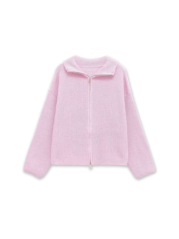 Cardigan rayé pour femmes avec capuche confortable et fermeture éclair Chic & Stil