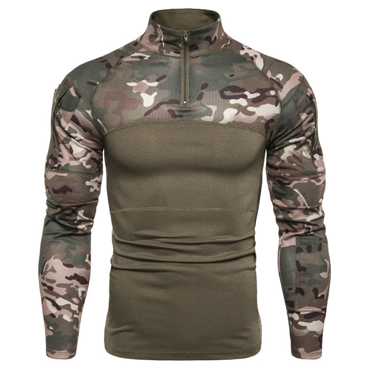 Functional T-shirt for men with high collar and innovative camouflage design Lune London