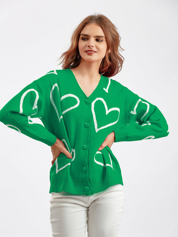 Knitted jacket for women with heart pattern and relaxed fit Lune London