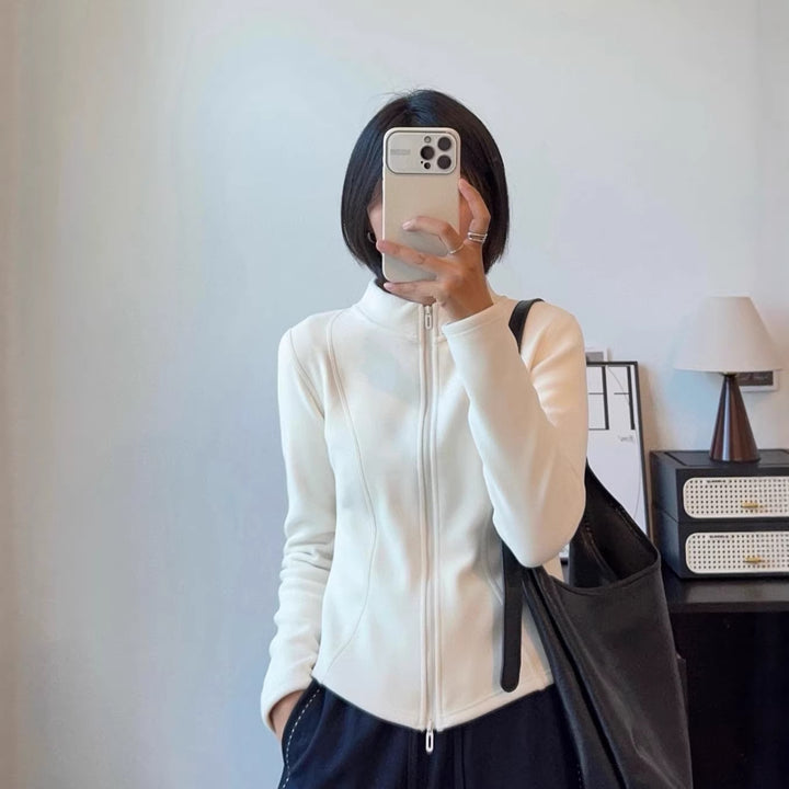 Veste en polaire pour femmes avec col montant innovant et coupe sportive Chic & Stil