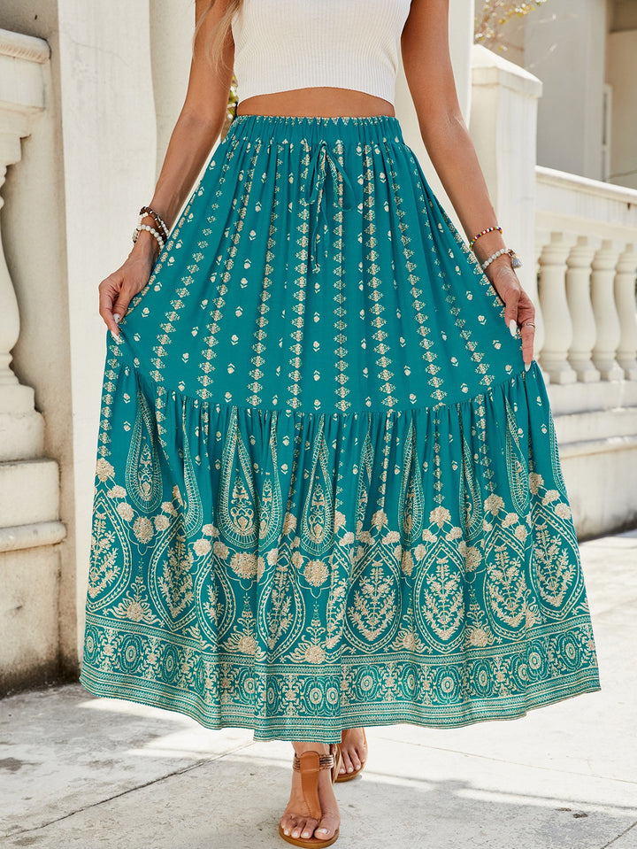 Maxi skirt for women with elastic waistband and opulent print Lune London