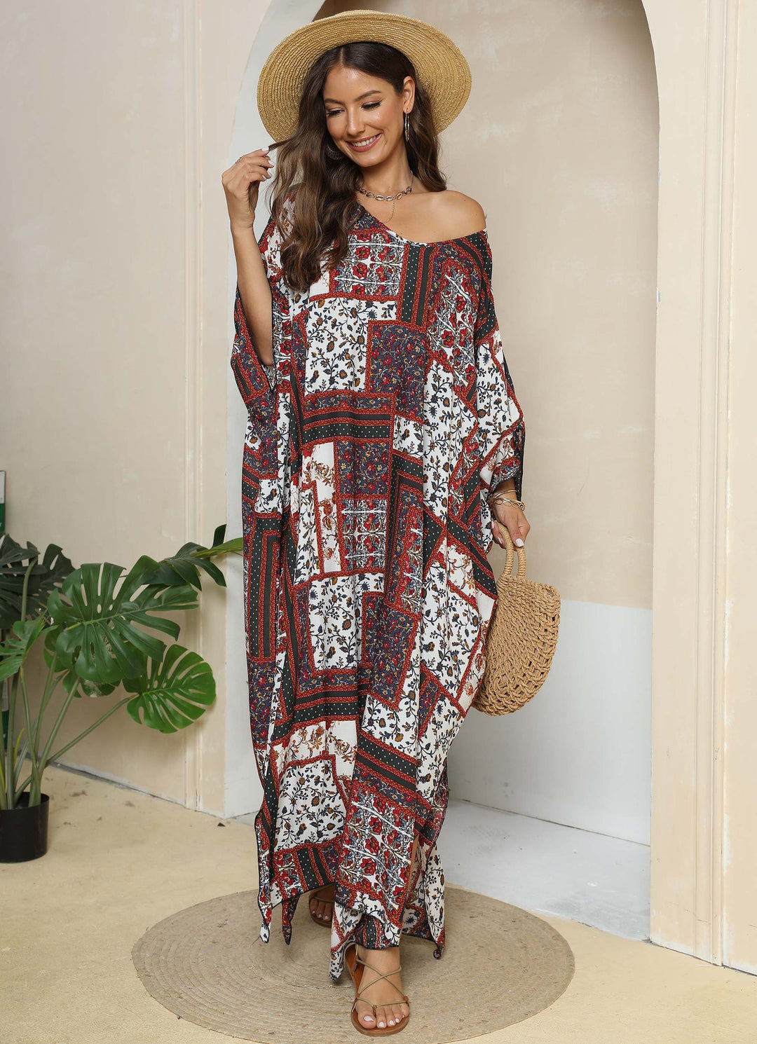 Women Printed Elegant Chic Maxi Kaftan Dress