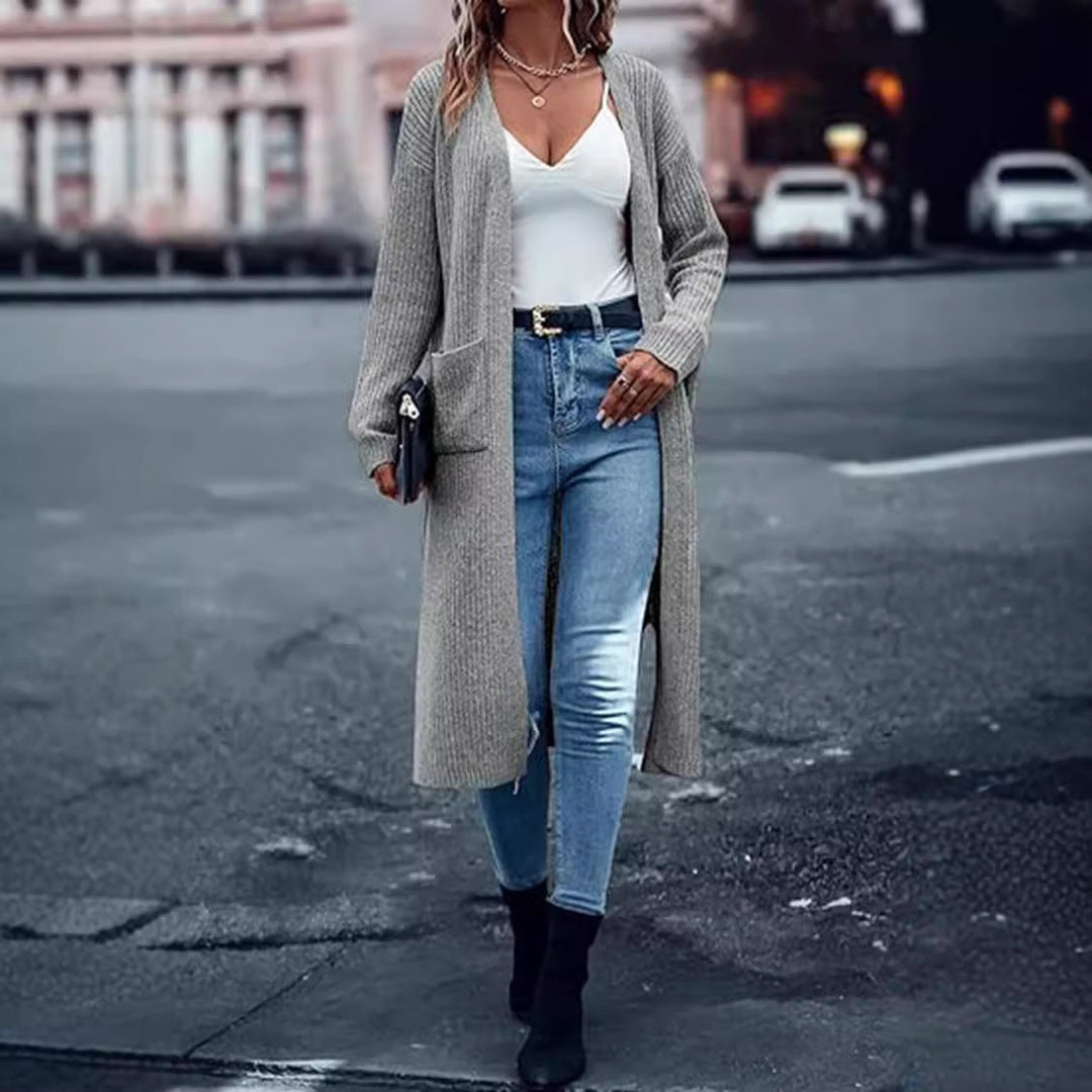 Women's Knit Coat with Long Sleeves and Practical Pockets Lune London