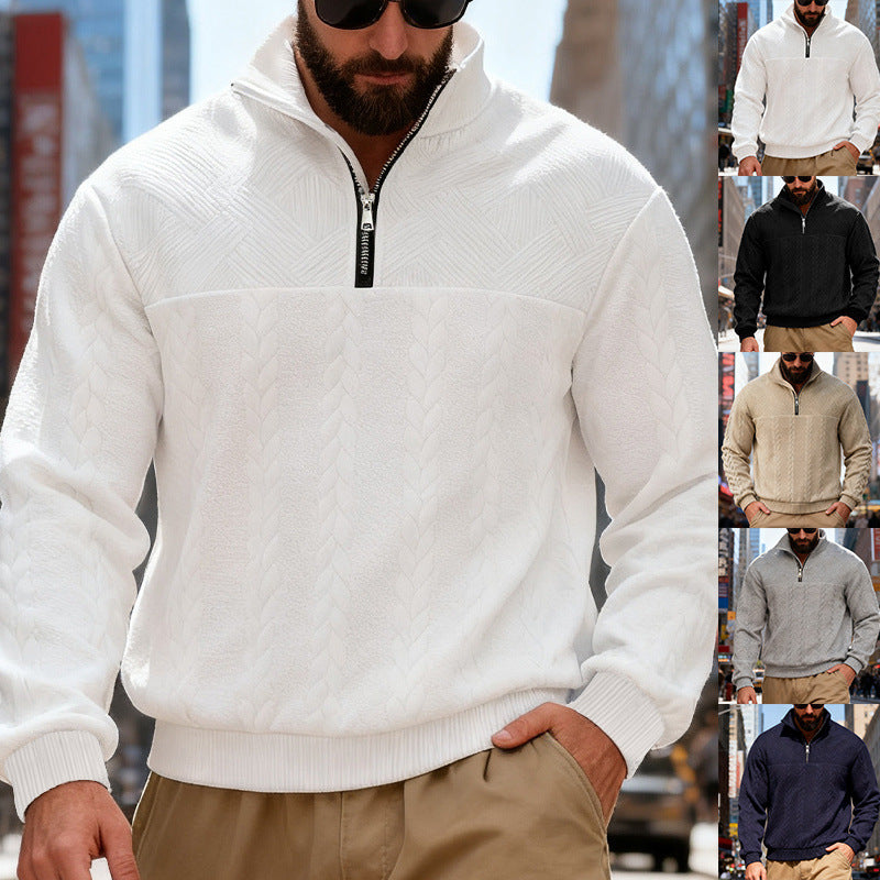 Fleece sweater for men with high collar and zipper Lune London