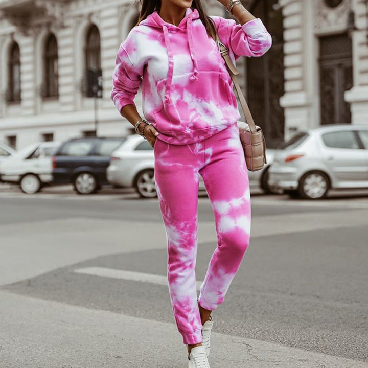 Lune London | Women's Casual Hoodie Sweatpants Set in Tie-Dye Design