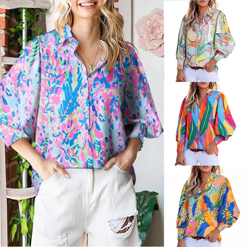 Women Floral Print Top Casual Chic Cut and Style