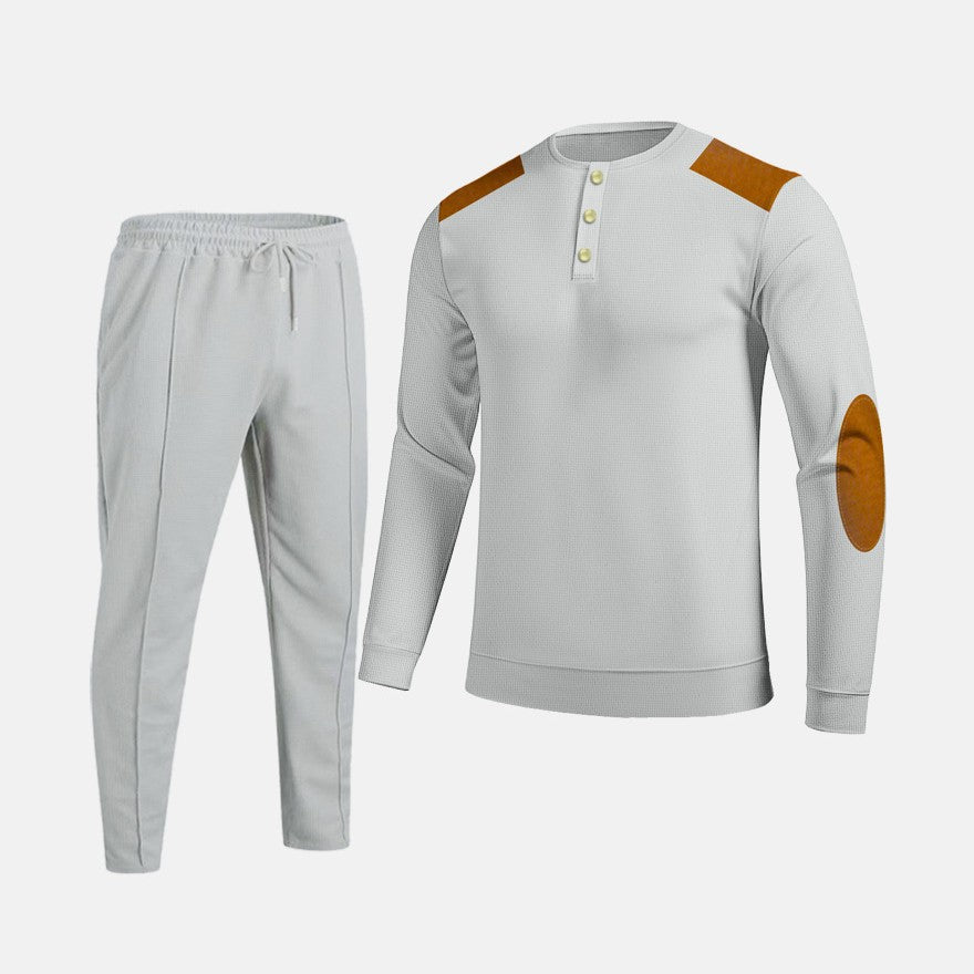 Men's leisure set with practical buttons and leather applications Lune London