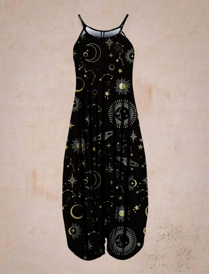 Women's jumpsuit with chic astrological print and style