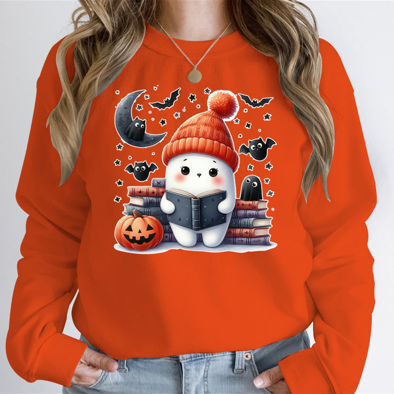 Sweat-shirt pour femmes avec motif d'Halloween mignon et design de livre Chic & Stil