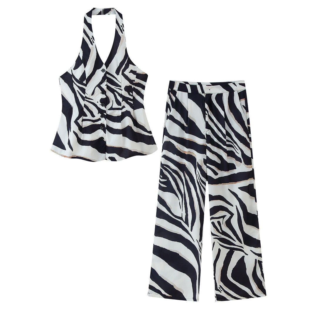 Ladies wide Palazzo pants with elegant zebra pattern Lune London