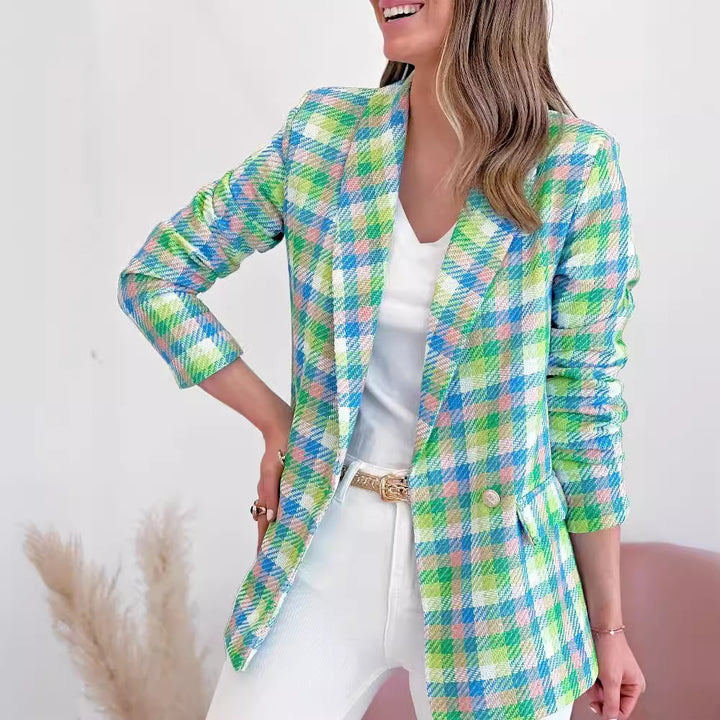 Double-breasted checked jacket for women Lune London