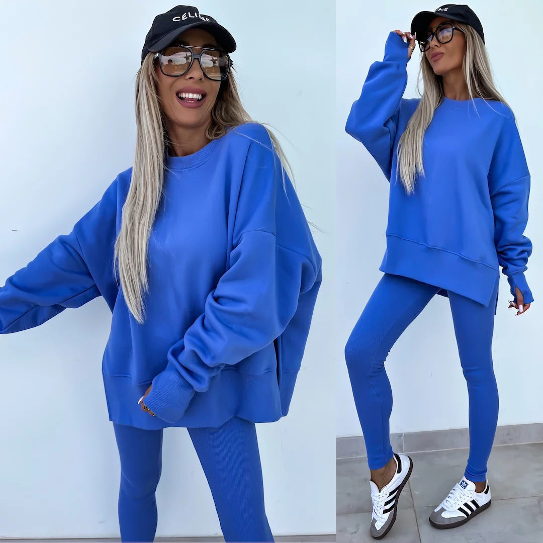 Ladies Oversized Casual Sweatshirt and Chic Leggings Set