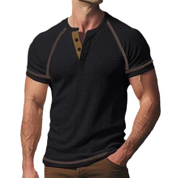 Mid-length sleeve T-shirt for men with button placket Lune London