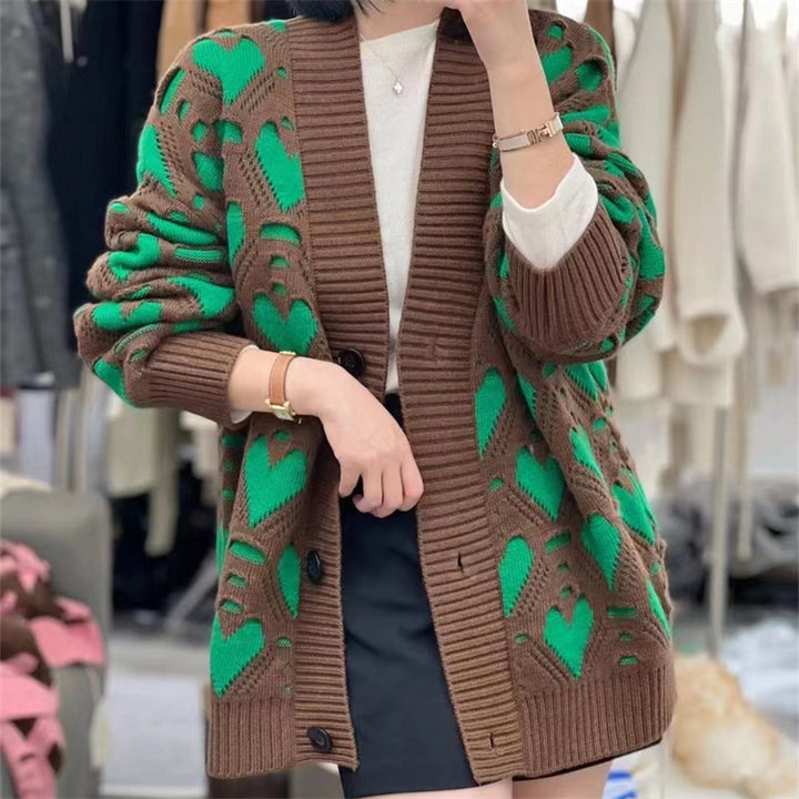Knit jacket for women with heart pattern and luxurious cut Lune London