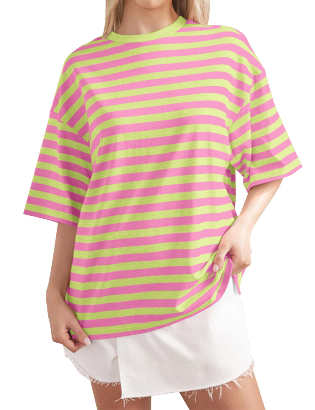 Casual oversized T-shirt for women with wide stripes Lune London
