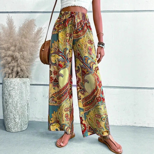 Wide pants for women with paisley pattern Lune London